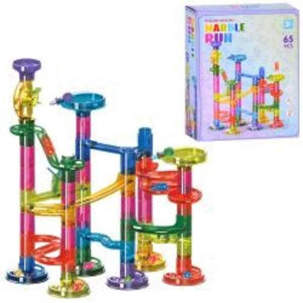 Настільна гра K34 (36шт) конструктор, трубчатий, лабіринт-гірки, кульки, світло, 65дет, бат(табл), в (шт)