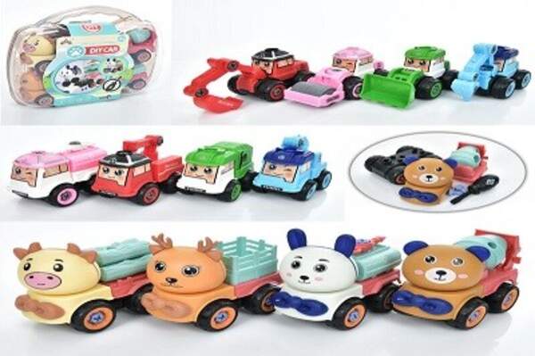 Конструктор LY051B-D-C (24шт) RP, на шурупах, машинка 9см 4шт, від 18дет, 3 види, в чемодані, 28-25- (шт)