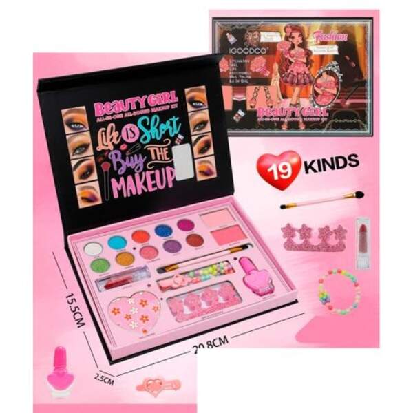 Косметика IG3248 (36шт) тіні, рум'яна, пензлики, помада, набір для манікюру (лак, розділювач для пал (шт)