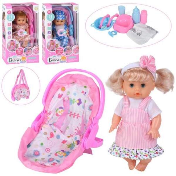Лялька WX013-3-6-8 (12шт) 29см, п'є-пісяє, звук, пляшечка, посуд, підгузок, люлька-переноска (35-19с (шт)