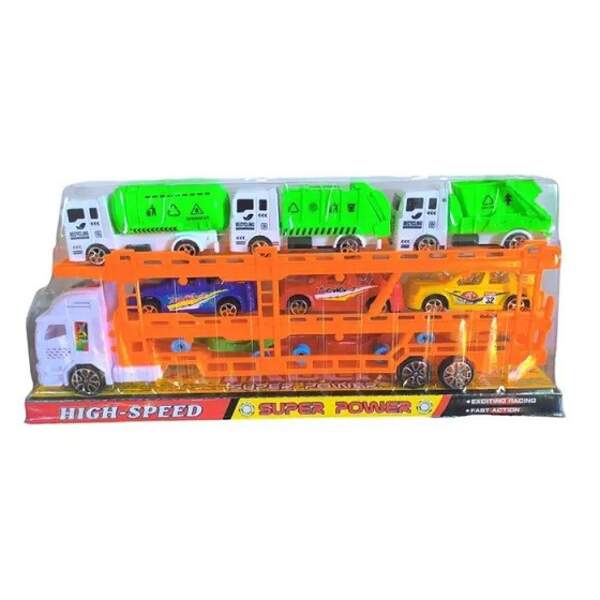 Трейлер 718-25 (48шт) 37 см, інерція,  машинка 6шт, спецтехніка 3шт, 3 вида, у слюді ,40-17-7,5см (шт)