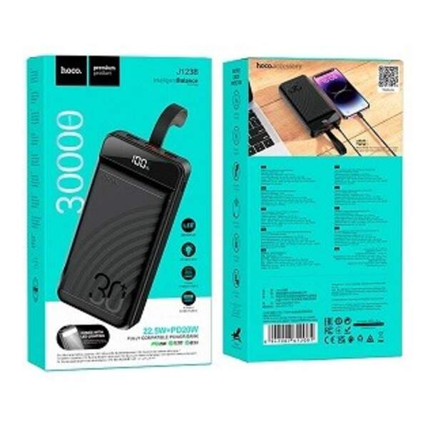 Power Bank Hoco J123B Element 22.5W+PD20W with digital display 30000 mAh Черный (шт)