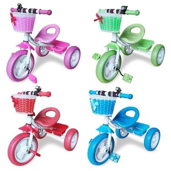 Триколісний велосипед арт. TR2603 (6шт)   колеса 10'' та 8'', два кошика, дзвіночок, 4 кольори (шт)