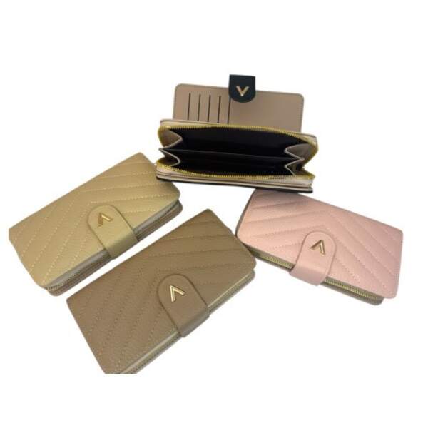 Гаманець для грошей жіночий. PVC знак. з кнопки. 4кол.12шт в упак (19,3*10,5)см №YJ006 (120) (шт)