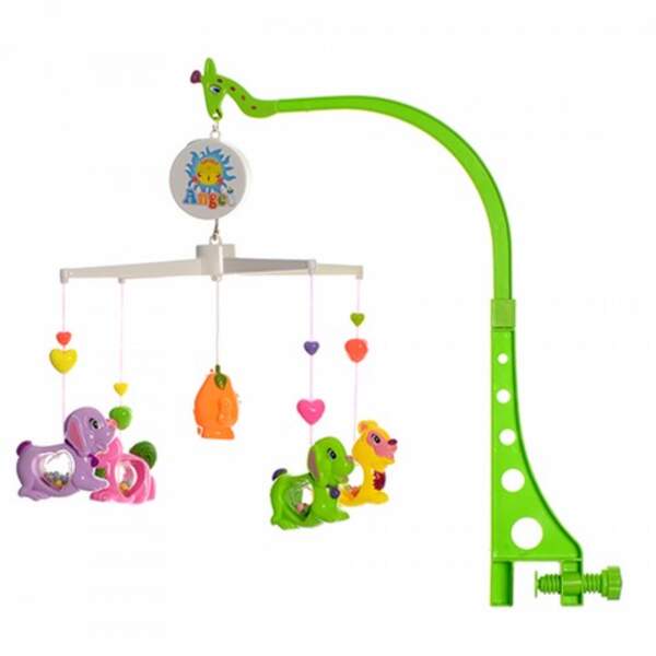 Карусель M 1245 U/R (36шт) на ліжечко, 3 види, заводна, муз, у кор-ці, 38,5-24-6,5см (шт)