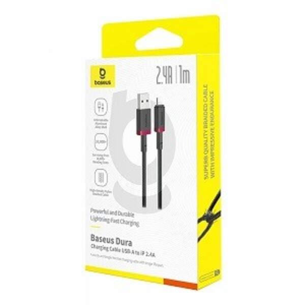 Кабель Baseus Dura Series  USB-A - Lightning 2.4a 1м cable Black/Red (P10377801U01-01) (шт)
