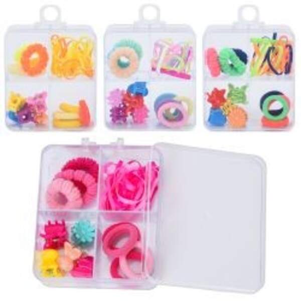 Аксесуар для волосся A0326 (360шт) набір резинок та заколок, мікс видів, у пеналі, 6,5-7,5-2,5см, уп (шт)