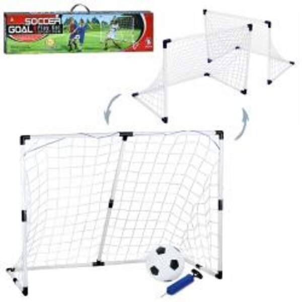 Футбольні ворота MR 1383 (6шт) 2в1 (1шт-185-70-в120см, 2шт-94-62-в71см), сітки 3шт, м'яч, насос, в к (шт)