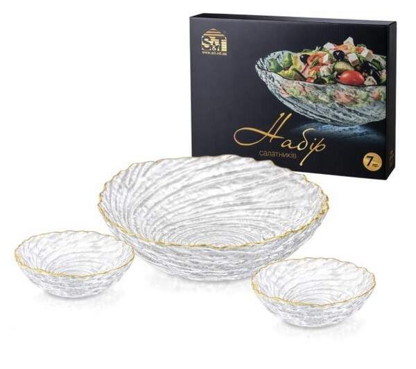 Набір салатників 7 пр. золотий кант (1-24*5см(1,2л); 6-13*4см(250мл)) 9289-1 (шт)