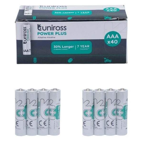 Батарейка Uniross лужна Power Plus Alkaline AAA 1.5V - BX40  (Пап коробка 40 шт в уп) (шт)