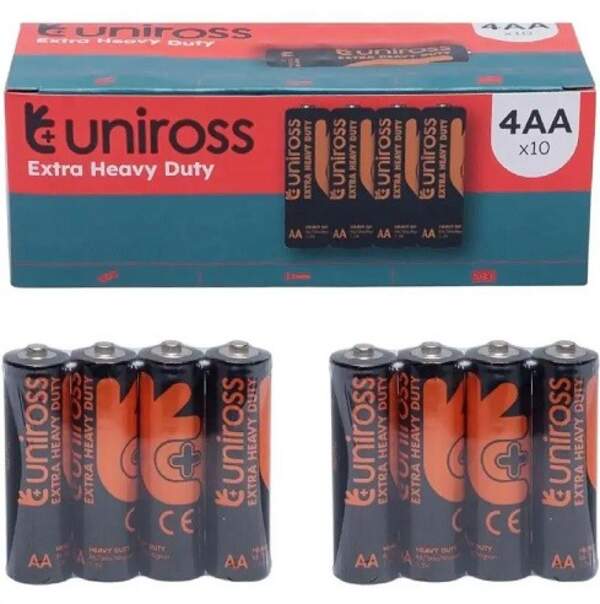 Батарейка Uniross сольова SHRINK OF 4AA EXTRA HEAVY DUTY ПВХ плівка (4/40/800) (шт)