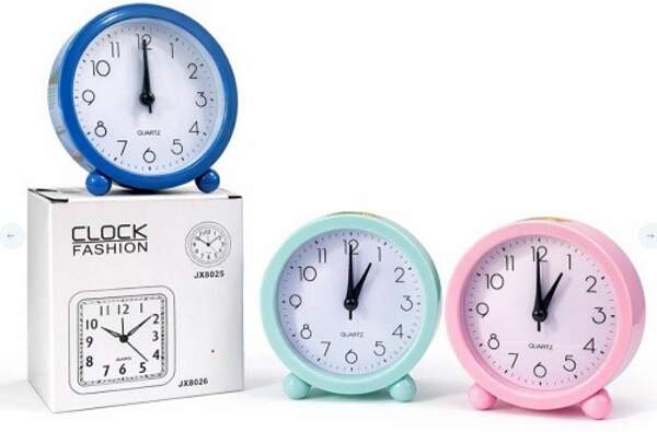 Будильник настільний круглий, безшумний, на бат R6 (10*4*10)см №8025А (160) (шт)