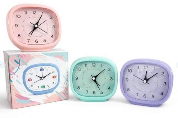 Будильник настільний овальний, безшумний, на бат R6 (11*11.5*5)см №8115 (100) (шт)