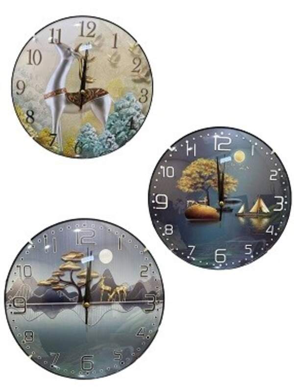 Годинники настінні круглі (27*2.5*27)см на бат R6 без шуму 4кол. №8203 (30) (шт)