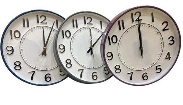 Годинники настінні круглі 30см в 3 кол. безшумні №1205 (30) (0001) (шт)