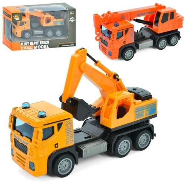 Будтехніка 0302-3-5 (48шт) 14,5см,1:36,інерція, рухливі деталі, 2 види, в кор-ці, 18,5-10,5-7см (шт)