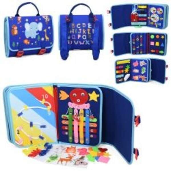 Гра LB-2 (12шт) навачальна, бізікнижка/бізікнига, 28-22-6см, сумка (принт динозаври), 8 сторінок, шн (шт)