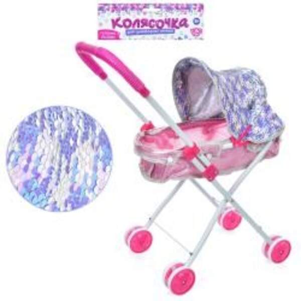 Коляска M 5091 UA (20шт) для ляльки, класика, 42-24,5-54всм, паєткі, метал, у пакеті, 26-60-10см (шт)