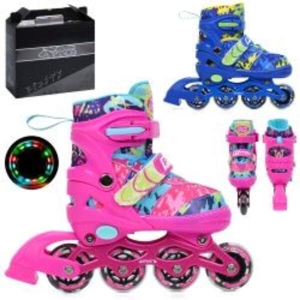 Ролики A4160-S (6шт) розсувні, шнурівка+бакля, алюм.рама, колеса ПВХ 61мм, 1світло, устілка 18см (+2 (шт)