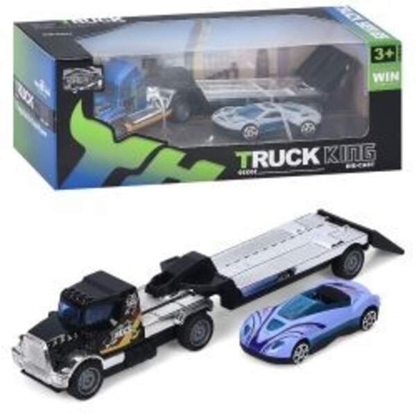 Трейлер 6704 (60шт) інерція, 20,5см, машинка, метал+пластик, 2 види трейлерів/мікс видів машинок, в (шт)