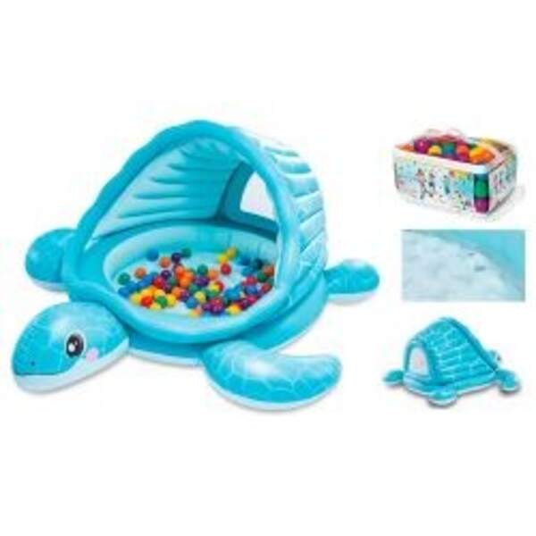 Басейн дитячий 48677 (1шт) надувний, Черепаха, з навісом, 218х206х97см, висота стінки 15см, 119л, ві (шт)