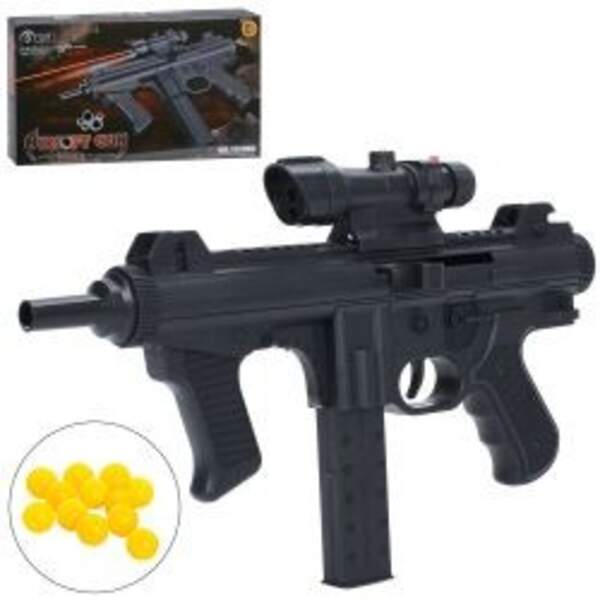 Автомат 1238B (36шт) 28см, пластикові кулі, лазер, на бат(табл), в кор-ці, 31-18-5см (шт)