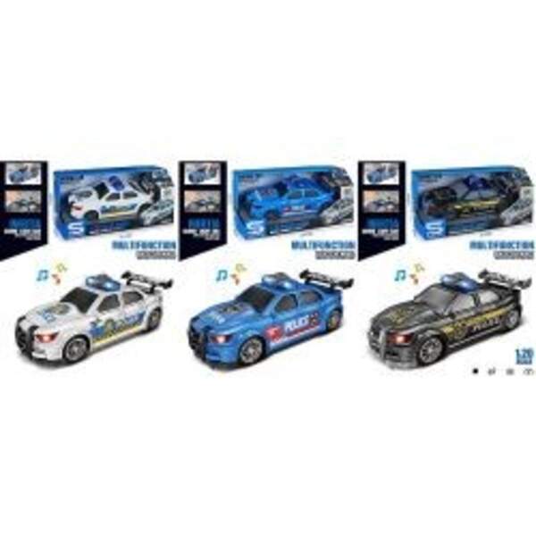 Машина JS167C-7D-7E (24шт) інерція, поліція, 19,5см, 1:20, звук, світло, гумові колеса, 3 види, на б (шт)