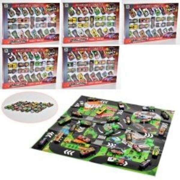 Набір машинок 051-25 (36шт) метал, 25шт, 7,5см, ігрове поле 60-60см, мікс видів, в кор-ці, 37-24,5-2 (шт)