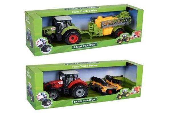 Трактор 8803E-6-7 (18шт) інерція, з причепом, сільськосподарська техніка, рухливі деталі, 2 види (35 (шт)