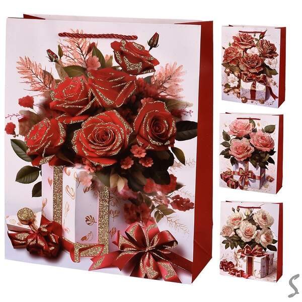 Пакет подарунковий паперовий L "Flowers" 30*41.5*12см R98415-L (360шт) (шт)