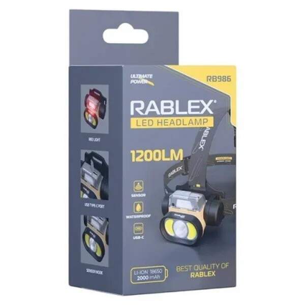 RB  986  Ліхтарик налобний акумуляторний Rablex /100 (шт)