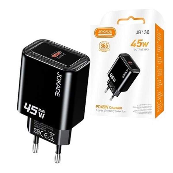 Пристрої побутові для заряджання акумуляторів мобільних телефонів JOKADE 136 чорний (шт)