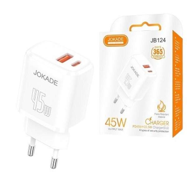 Пристрої побутові для заряджання акумуляторів мобільних телефонів JOKADE 124 білий (шт)