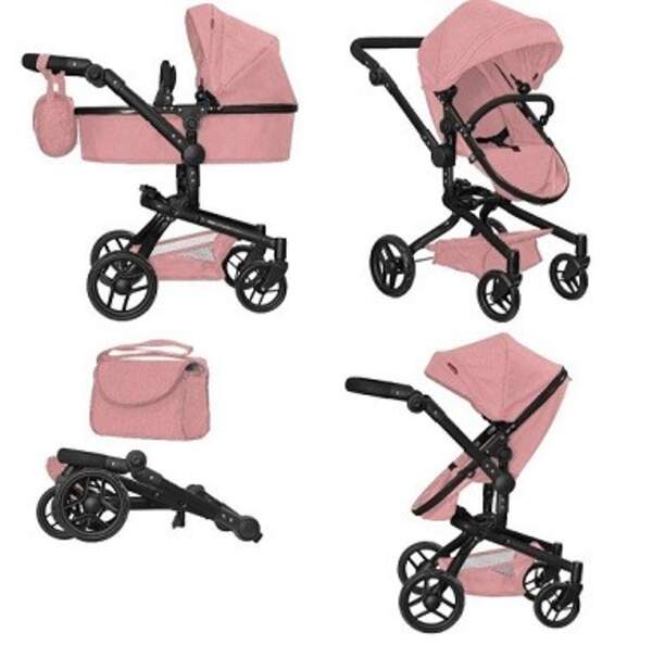 Коляска для ляльки 2в1 CARRELLO FORTUNA 9695 POWDER PINK з сумкою метал.кор.54,5*14,5*38,5 /1/ (шт)