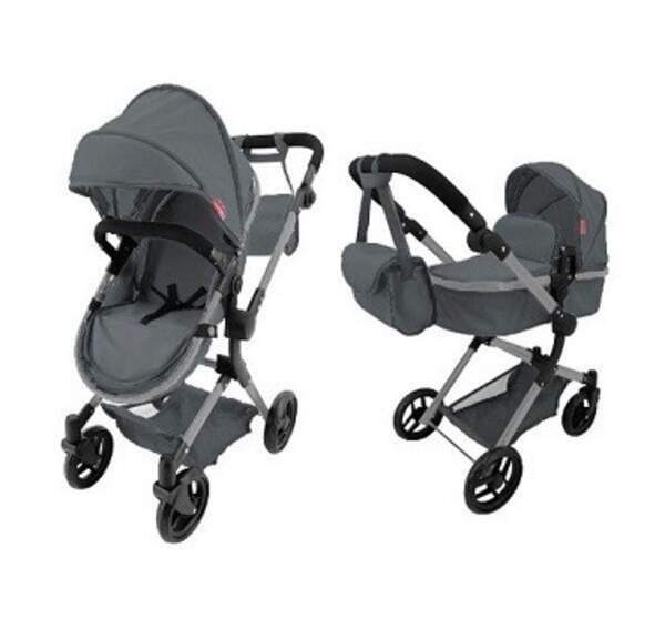 Коляска для ляльки 2в1 CARRELLO ALFA 9707 GREY з сумкою метал.кор.51*15,5*39,5 /1/ (шт)