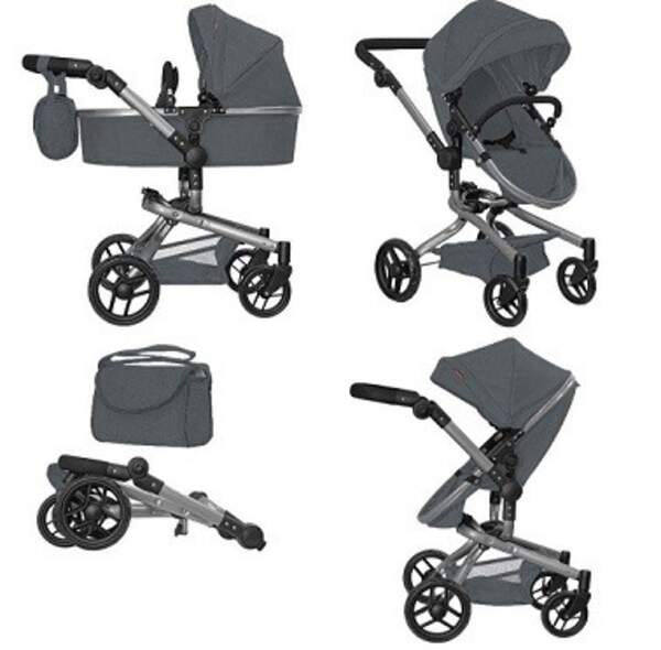 Коляска для ляльки 2в1 CARRELLO FORTUNA 9695 GREY з сумкою метал.кор.54,5*14,5*38,5 /1/ (шт)
