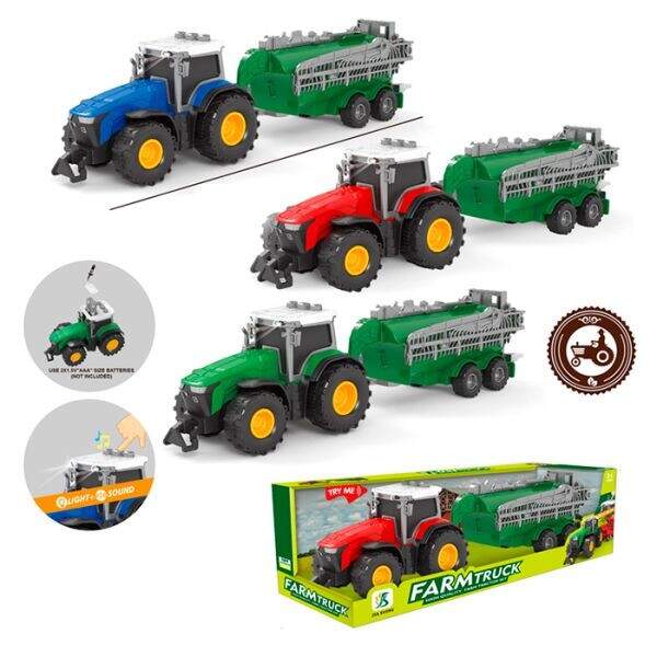 Трактор 0488-603D (24шт) інерція, з причепом, 30,5см, сільськогосподарська техніка, звук, світло, 3 (шт)