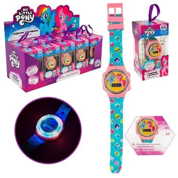 Дитячий годинник My Little Pony арт. KH75/003L (120шт) зі світлом 10шт короб. 6*6*12см дисплей бокс (шт)