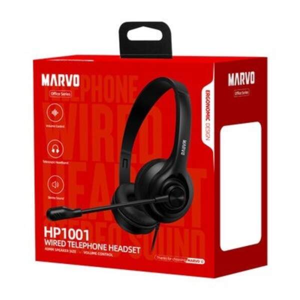 Навушники стерео з мікрофоном MARVO HP1001 (шт)