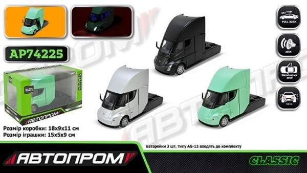 Машина мет. АВТОПРОМ арт. AP74225 (24шт/2) 1:32 Tesla semi truck head, батар,світло,звук,відкр.двері (шт)