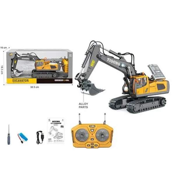 Екскаватор BC1037 (6шт) р/к, 2.4G, акум, USB зарядка, мет, звук, світло, рухомі деталі, в кор-ці, 35 (шт)