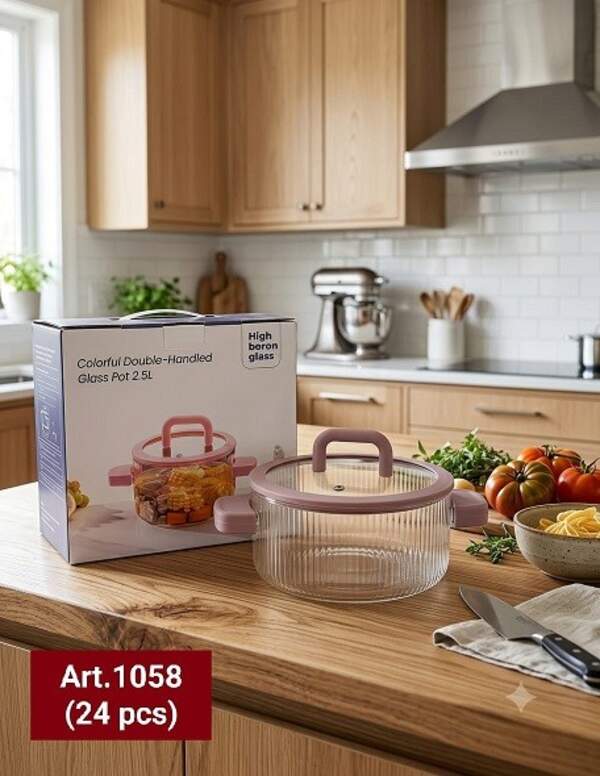 1058 Скляна каструля з кришкою 1,8 Л (шт)