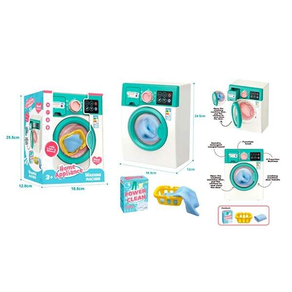 Пральна машина F2308-1 (12шт) 18,5-12-в24,5см, звук, світло, обертається барабан, кошик, на бат-ці, (шт)