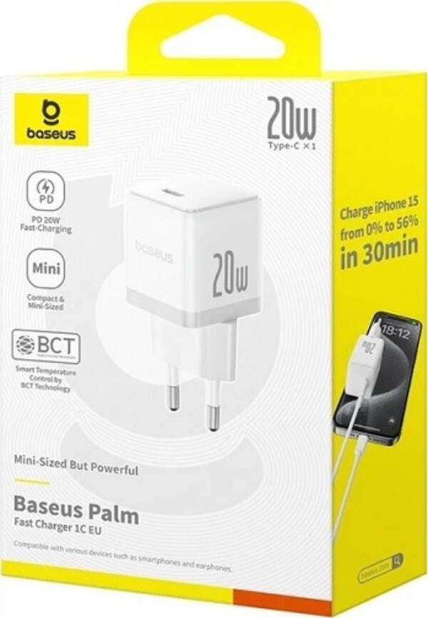 МЗП Baseus Palm Fast Charger 20W Moon White (P10111602213-00) (шт)