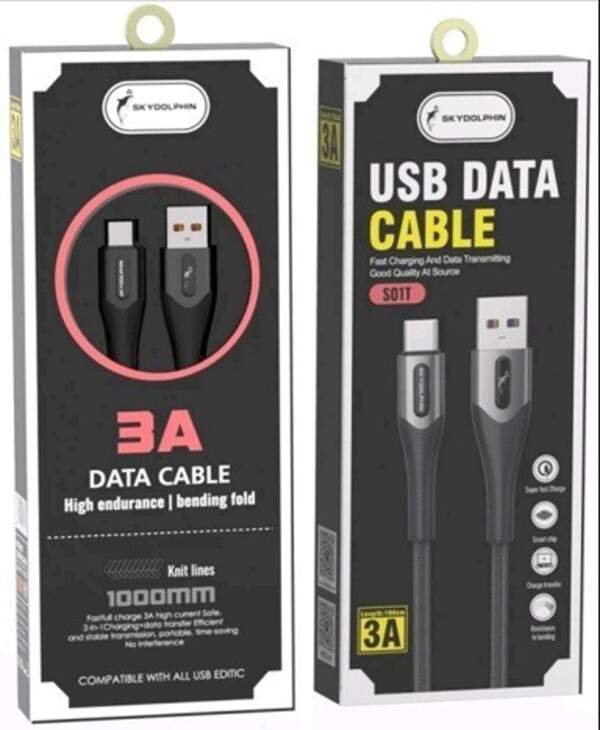 USB Cable SkyDolphin S01T Type-C 3A 1м Black (шт)