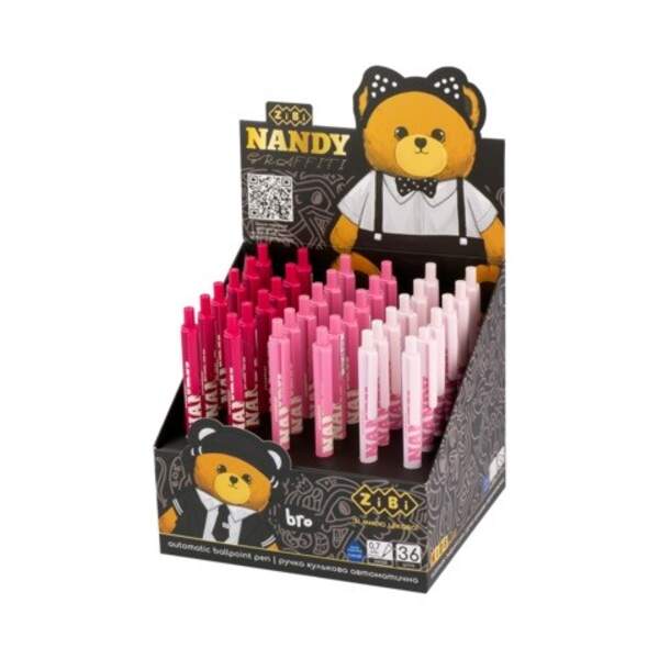 Ручка кулькова автоматична, Bear Pink, 0,7 мм, синя ZB.2116 (шт)