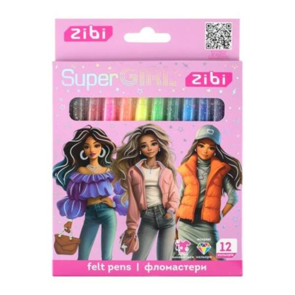 Фломастери, 12 к., SUPER GIRL, KIDS Line ZB.2824 (1/12/144) (шт)