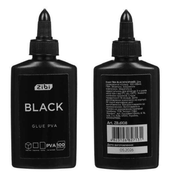Клей ПВА  BLACK ,100 мл ковпачок-дозатор ZB.6108 (1/104) (шт)
