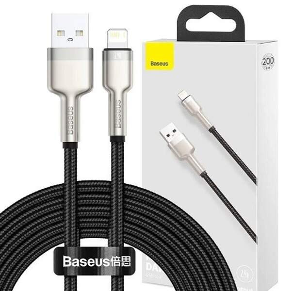 Кабель Baseus Cafule Metal Lightning 2m Black (CALJK-B01) (шт)