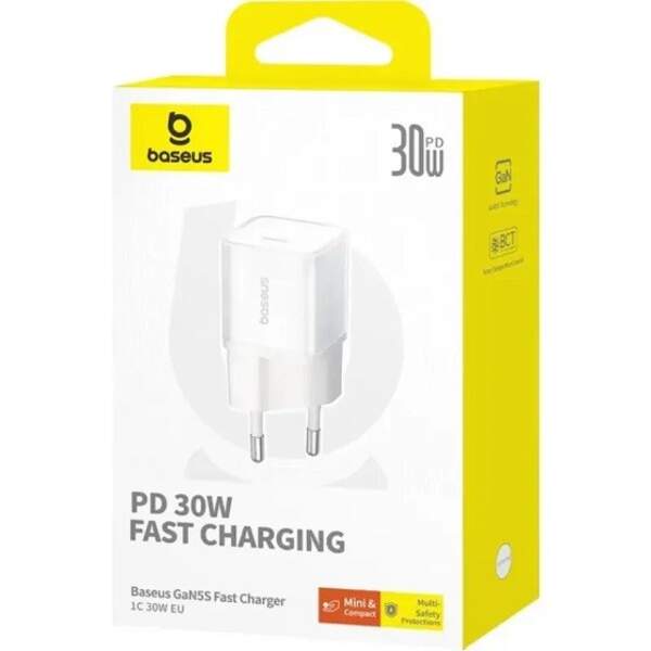 МЗП Baseus Cube Fast Charger C+U 30W EU Moon White  P10111404213-00 (шт)